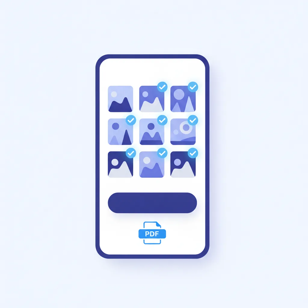 A smartphone combining multiple photos from the camera roll into a single merged PDF