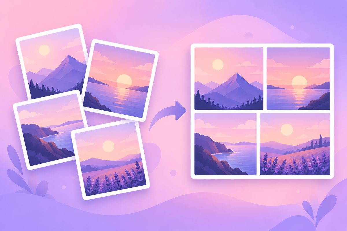 Illustration of combining several photos into one image