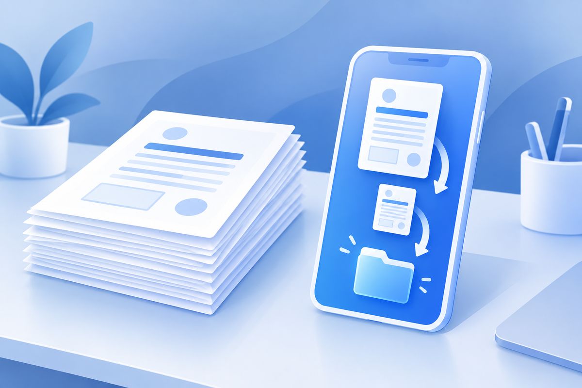 Illustration of a document photo reduced to 200 KB