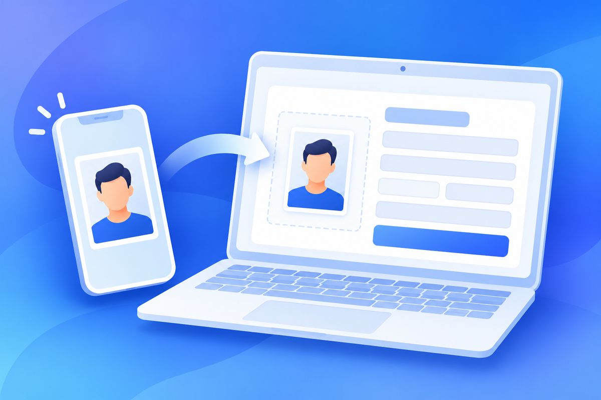 Illustration of uploading a 50 KB photo to an online application form