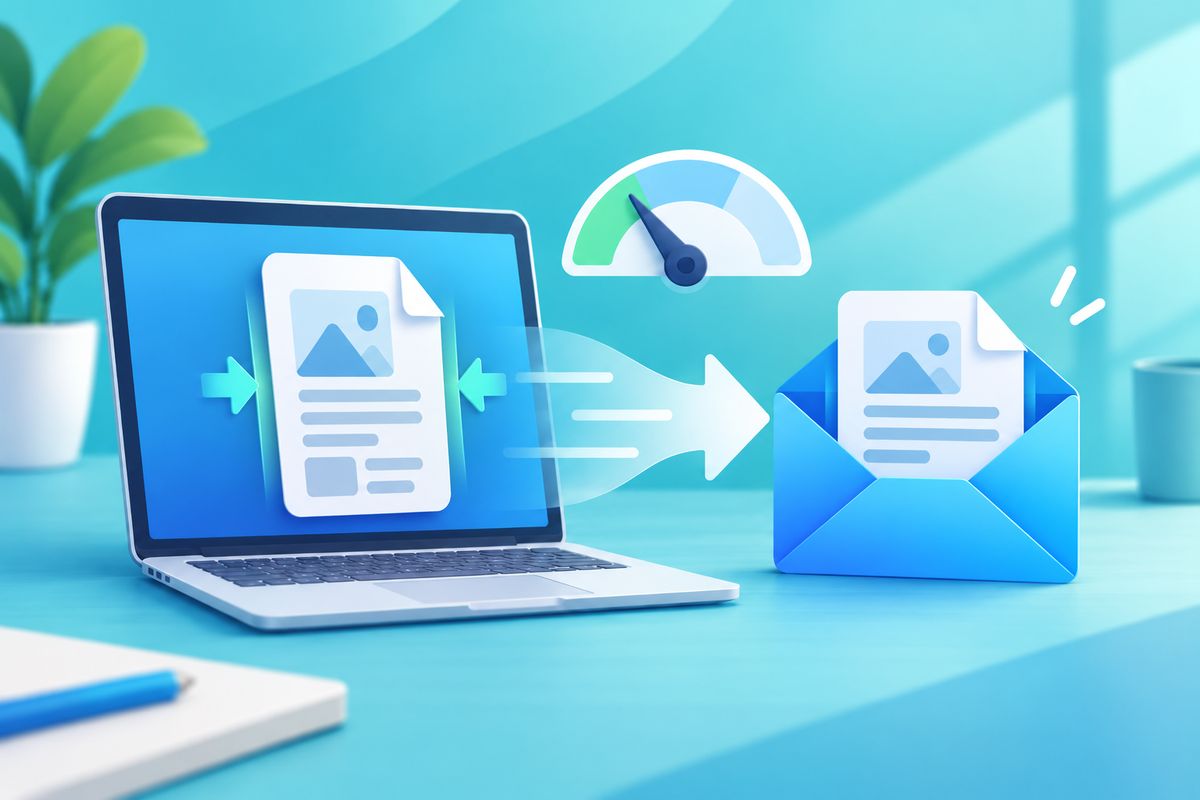 Illustration of a PDF compressed to 1 MB and sent by email