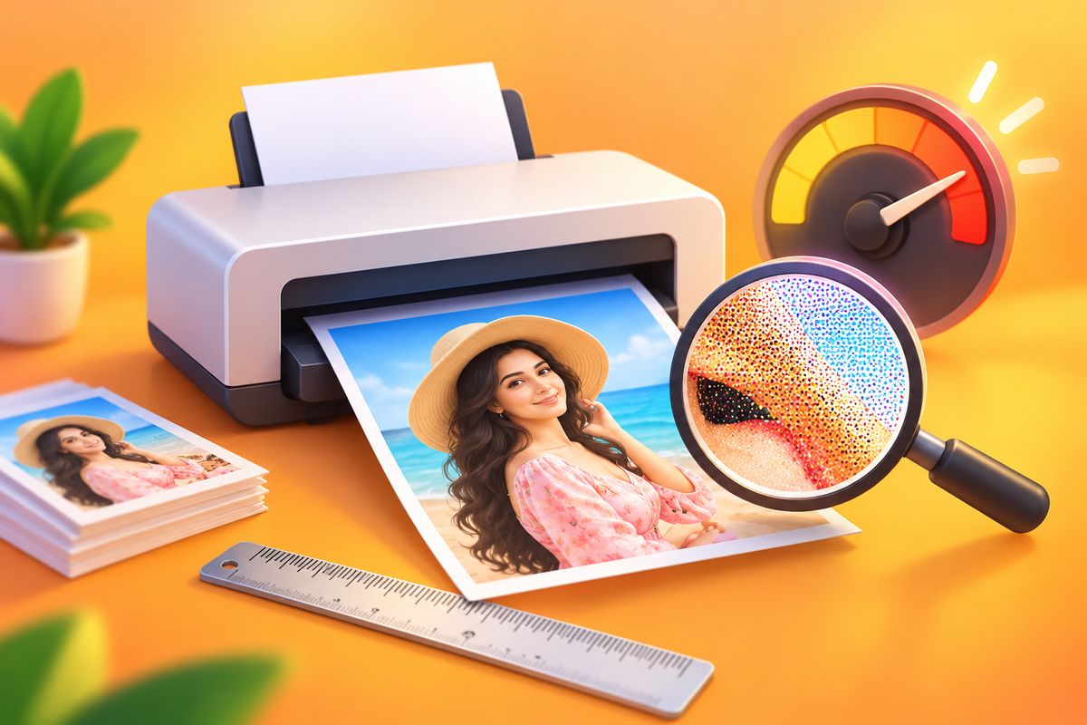 Illustration of changing image DPI for printing