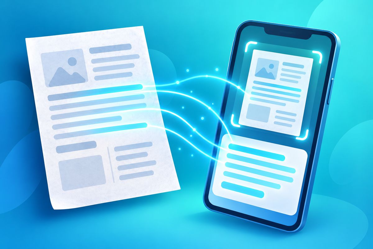 Illustration of extracting text from a photo with OCR