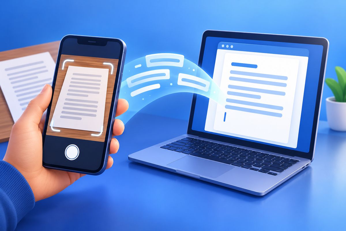 Illustration of converting a JPG photo into an editable Word document