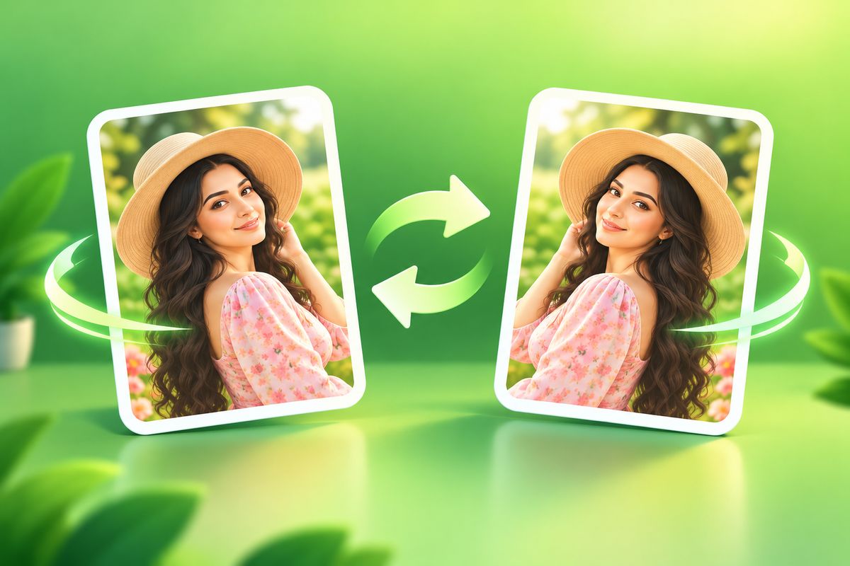Illustration of rotating and flipping a photo