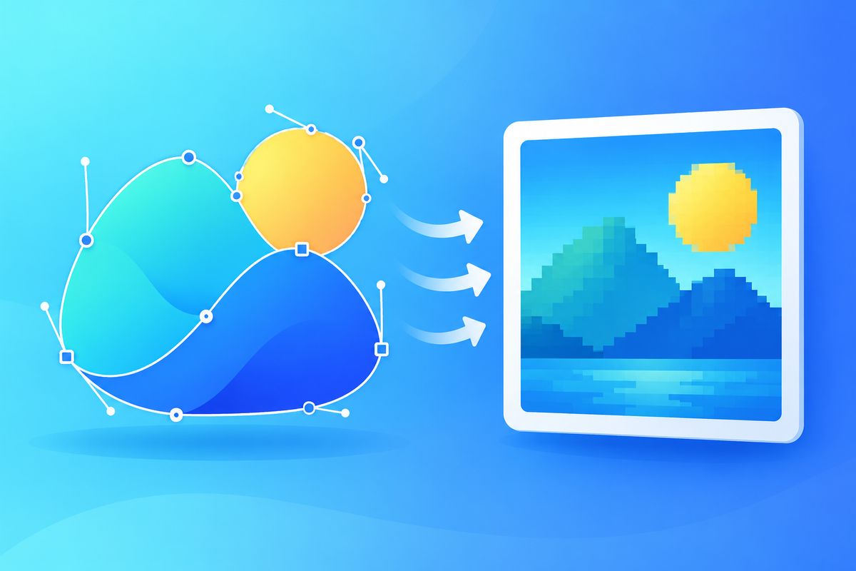 Illustration of converting an SVG vector logo into a PNG image