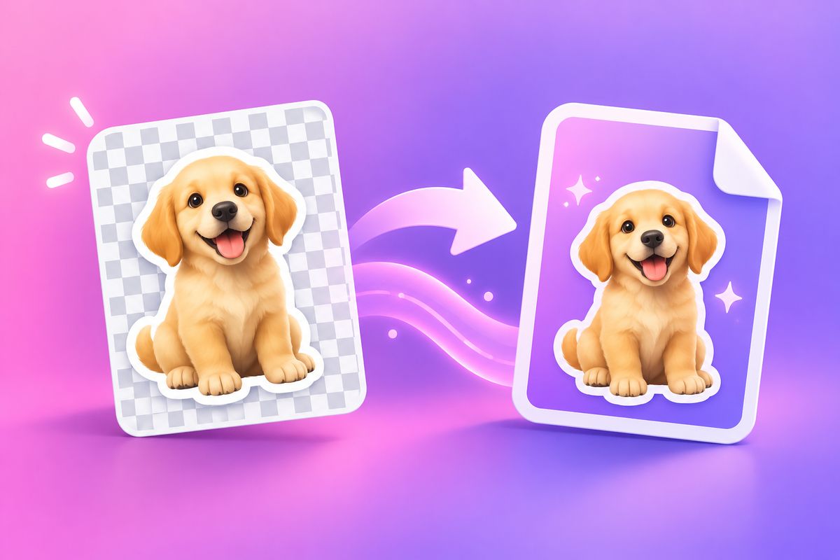 Illustration of converting WEBP stickers to transparent PNG